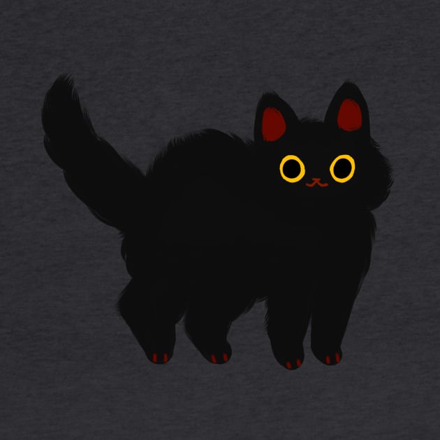 fluffy black cat by nekomachines